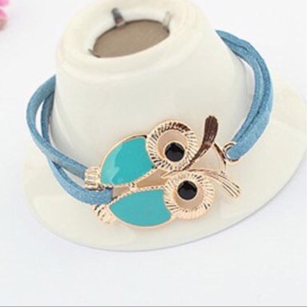 Blue Owl Double Strand Retro Bracelet 70s Look NWT